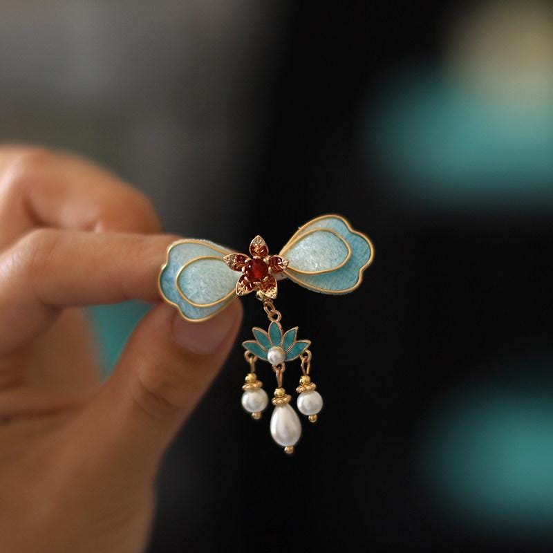 Velvet Phoenix Brooch Handmade Ronghua Pearl Tassel