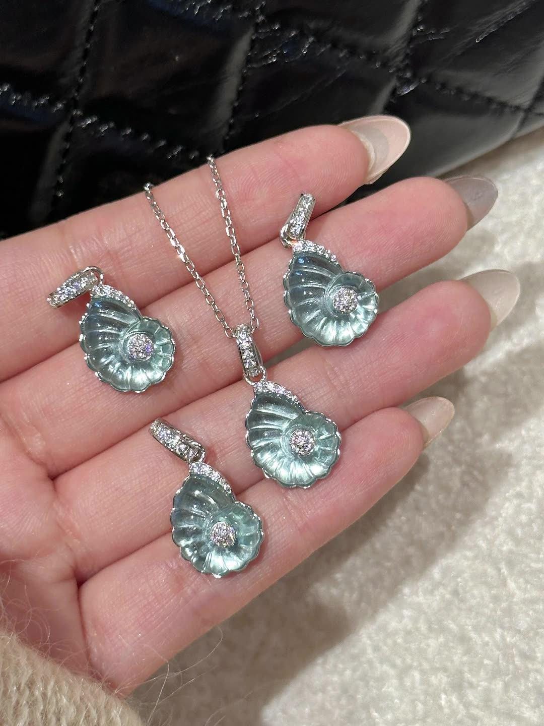Sterling Silver Blue Enamel Conch Jewelry