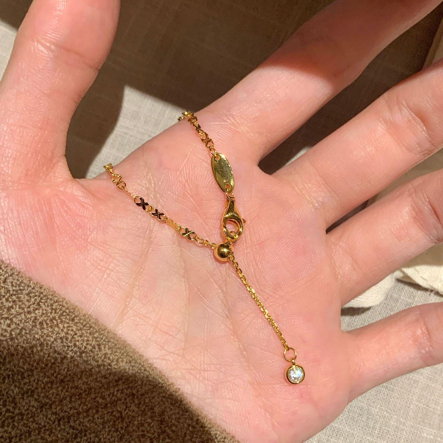 Gold Plated S925 Sterling Silver CZ Minimalist Bracelet