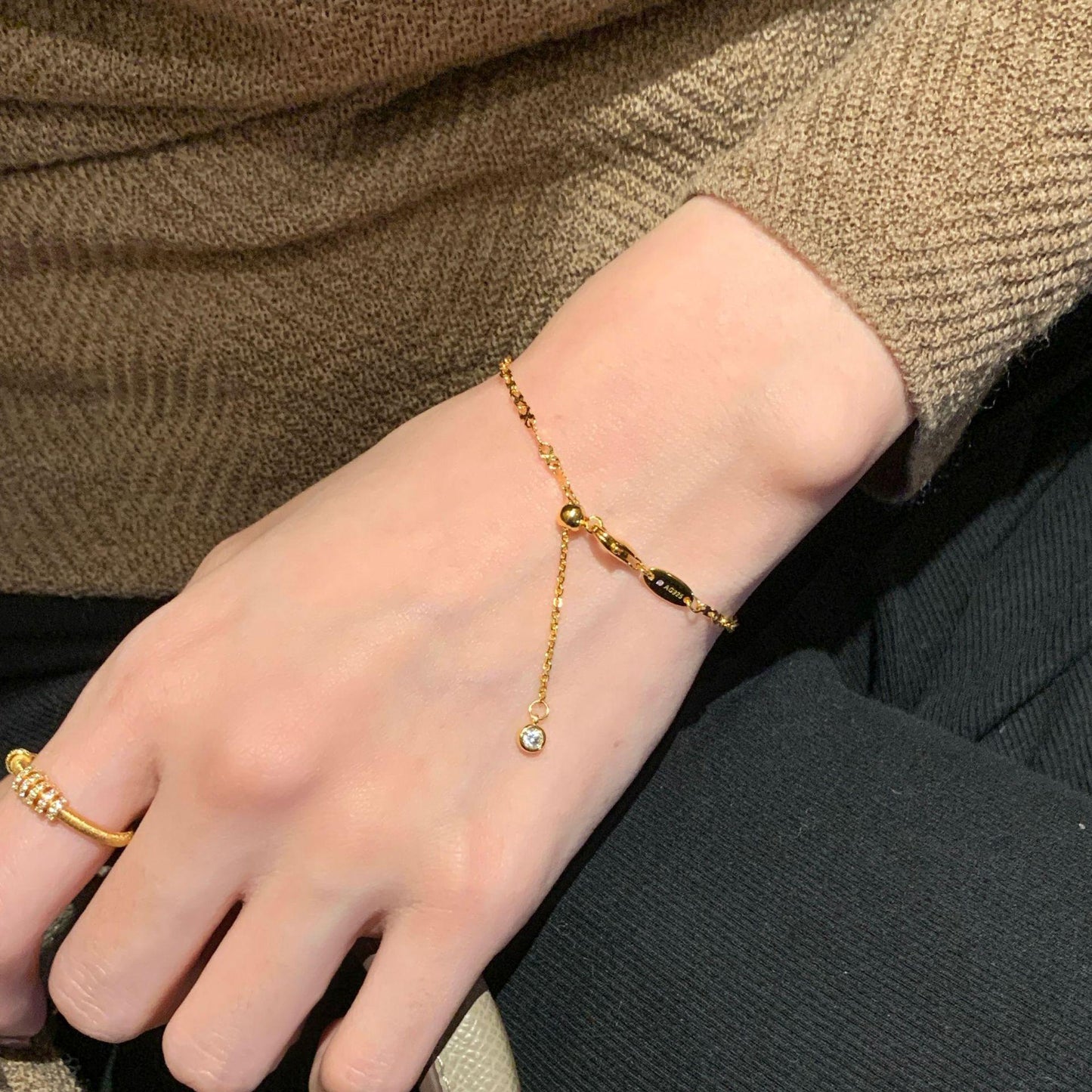 Gold Plated S925 Sterling Silver CZ Minimalist Bracelet