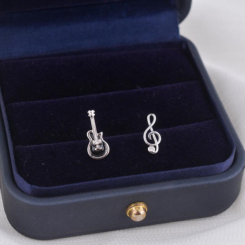 S925 Guitar Music Note Stud Earrings