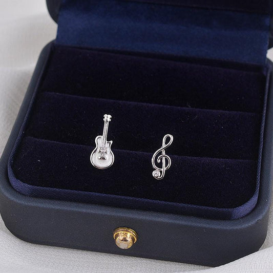 S925 Guitar Music Note Stud Earrings
