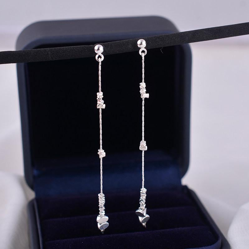 Sterling Silver Minimalist Beaded Threader Earrings