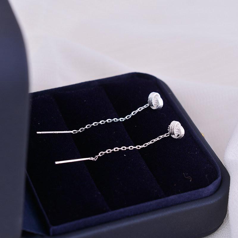 Silver Tone Star Threader Earrings with Cubic Zirconia