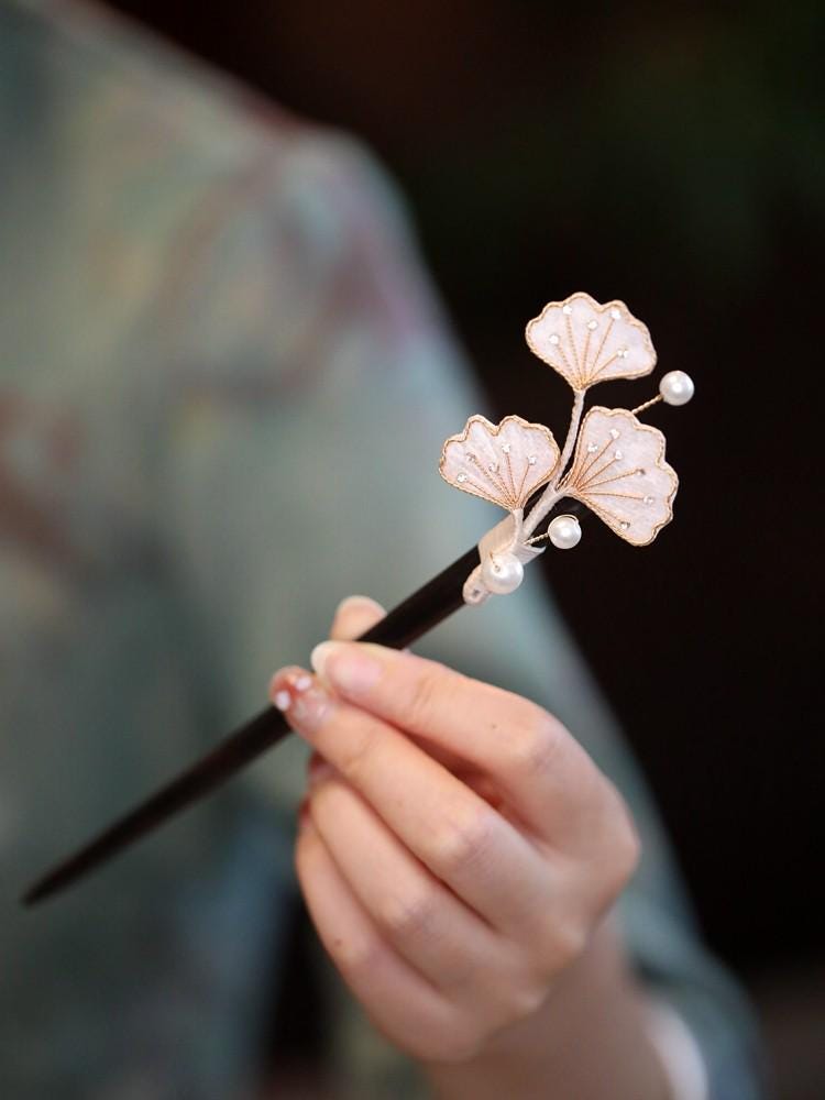 Handmade Blossom Hair Stick Bridal Hairpin Pearl Crystal