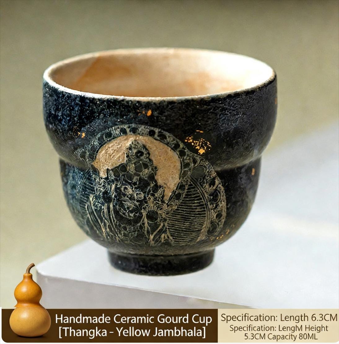 Handpainted Dunhuang Ceramic Coffee Cup Set Vintage Chinese Art