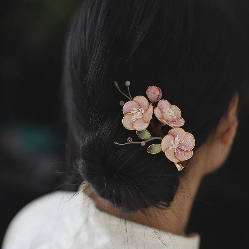 Velvet Crabapple Hair Pin Handmade