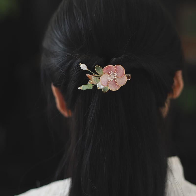 Velvet Crabapple Hair Pin Handmade