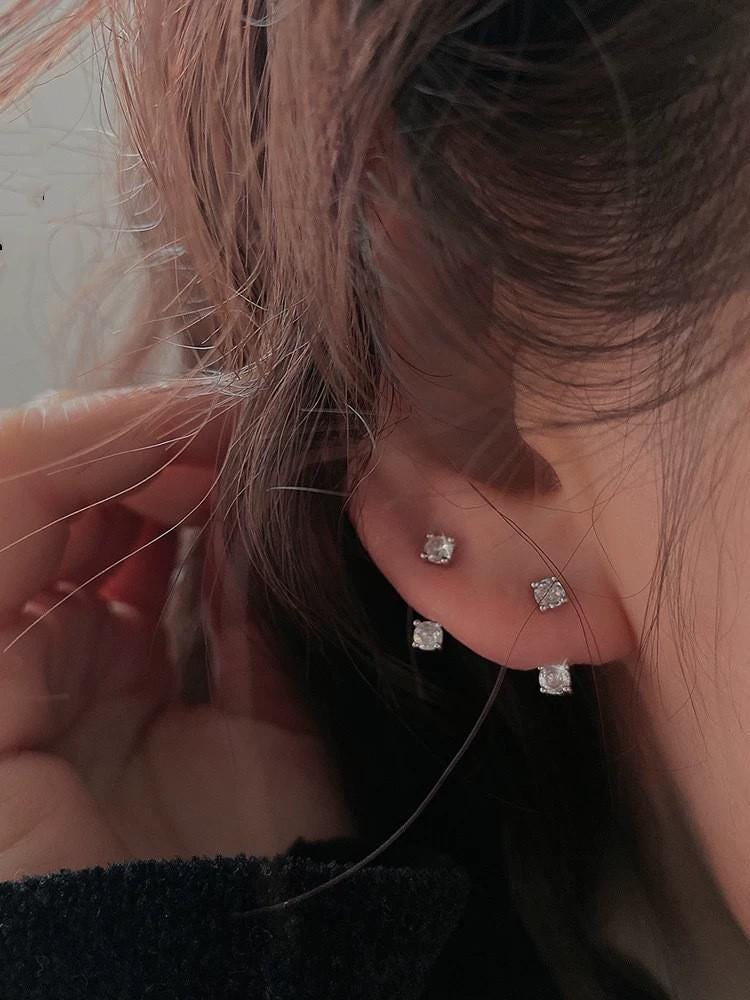 Sparkling Zircon Pave Hoop Drop Earrings