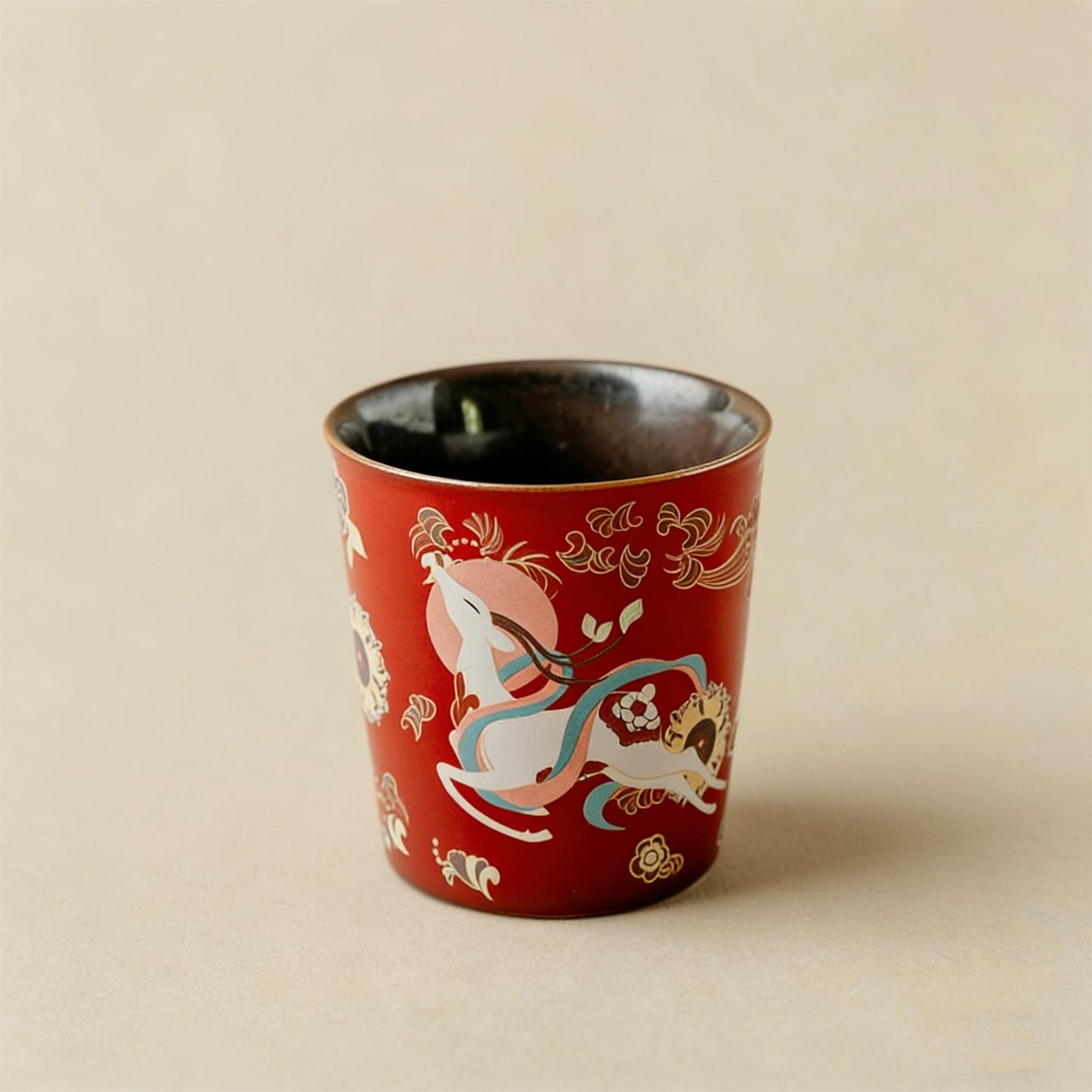 Handpainted Dunhuang Ceramic Coffee Cup Set Vintage Chinese Art