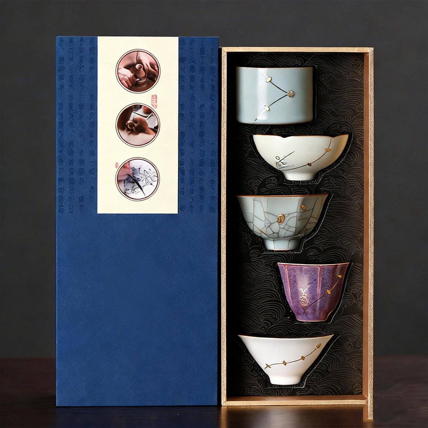 Five Famous Kilns Ceramic Tea Cup Set Song Dynasty