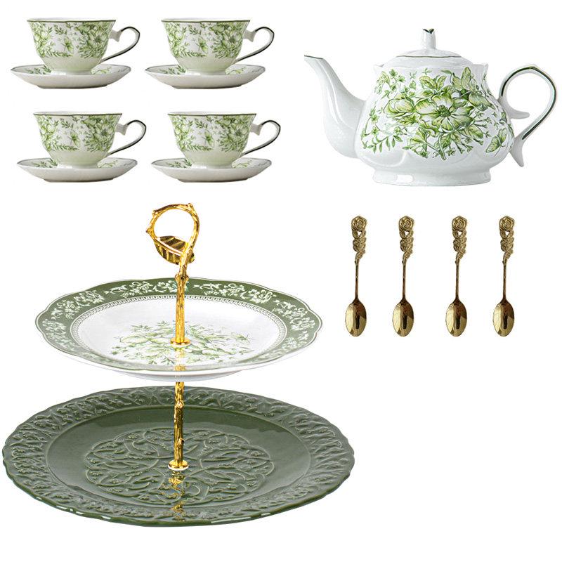 Bone China Tea Cup Set Bird and Floral Design