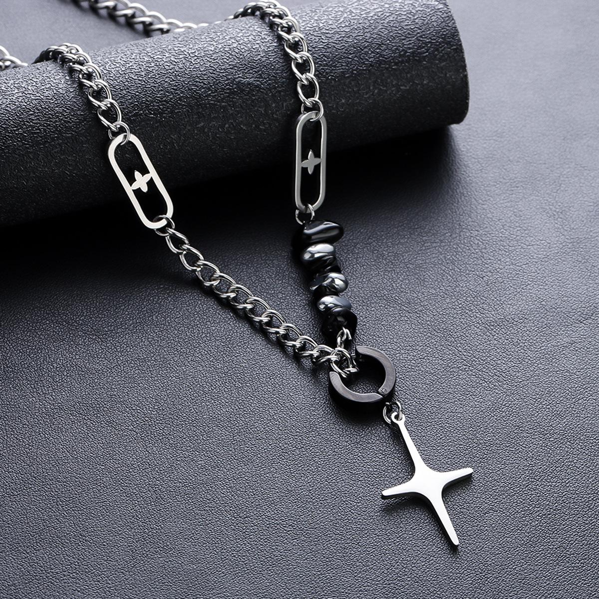 Minimalist Silver Bar Cuban Link Chain Necklace