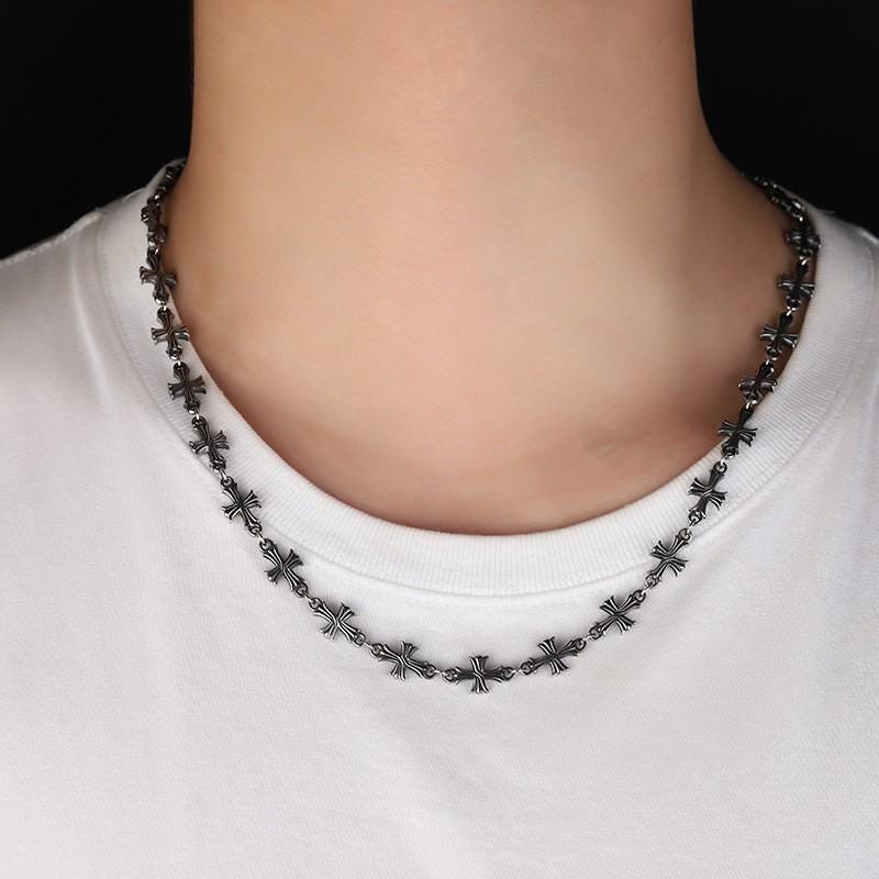 Minimalist Silver Bar Cuban Link Chain Necklace