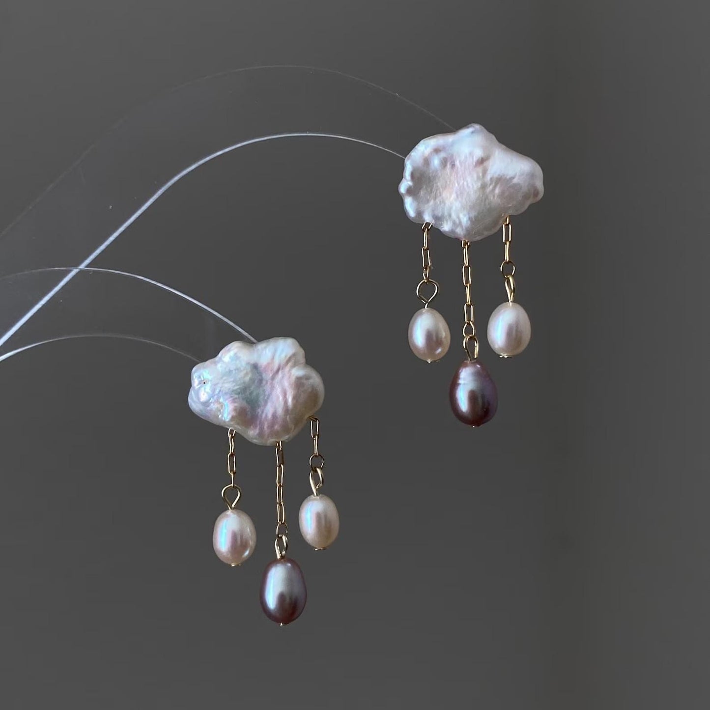 Gold Plated Pearl Drop Earrings with CZ Starburst
