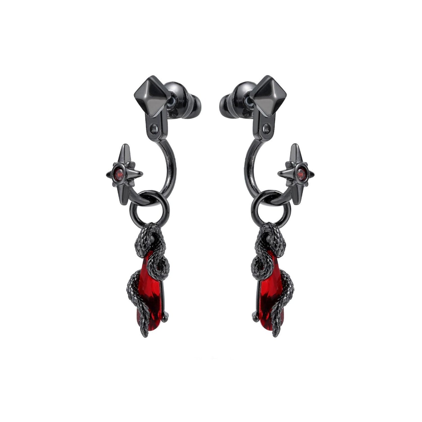 Gothic Winged Moon Chain Hoop Earring