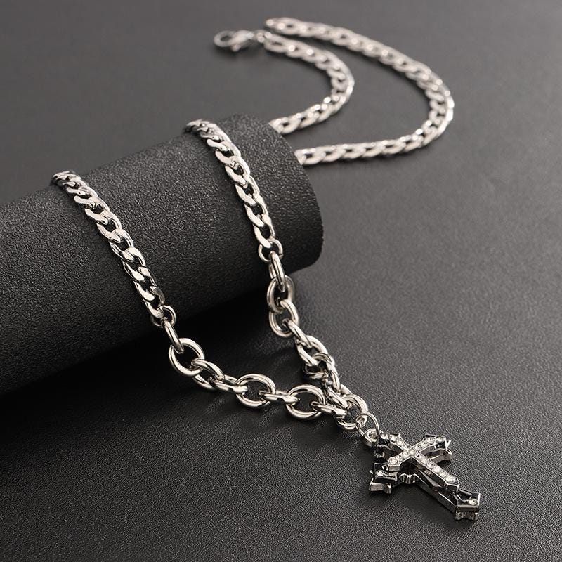 Minimalist Silver Bar Cuban Link Chain Necklace