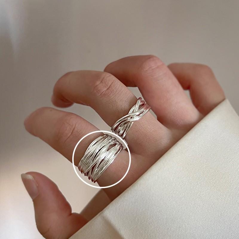S925 Sterling Silver Boho Leaf Statement Ring