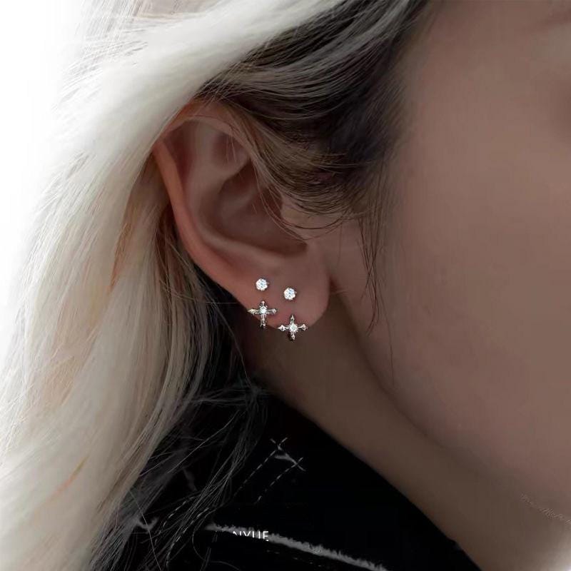 Gothic Punk Stud Earrings Titanium Steel