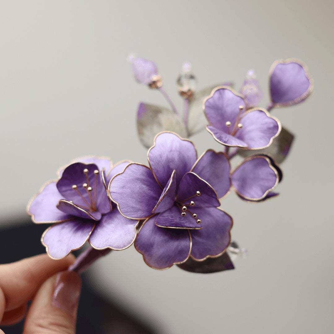 Silk Flower Hair Stick Handmade Tassel