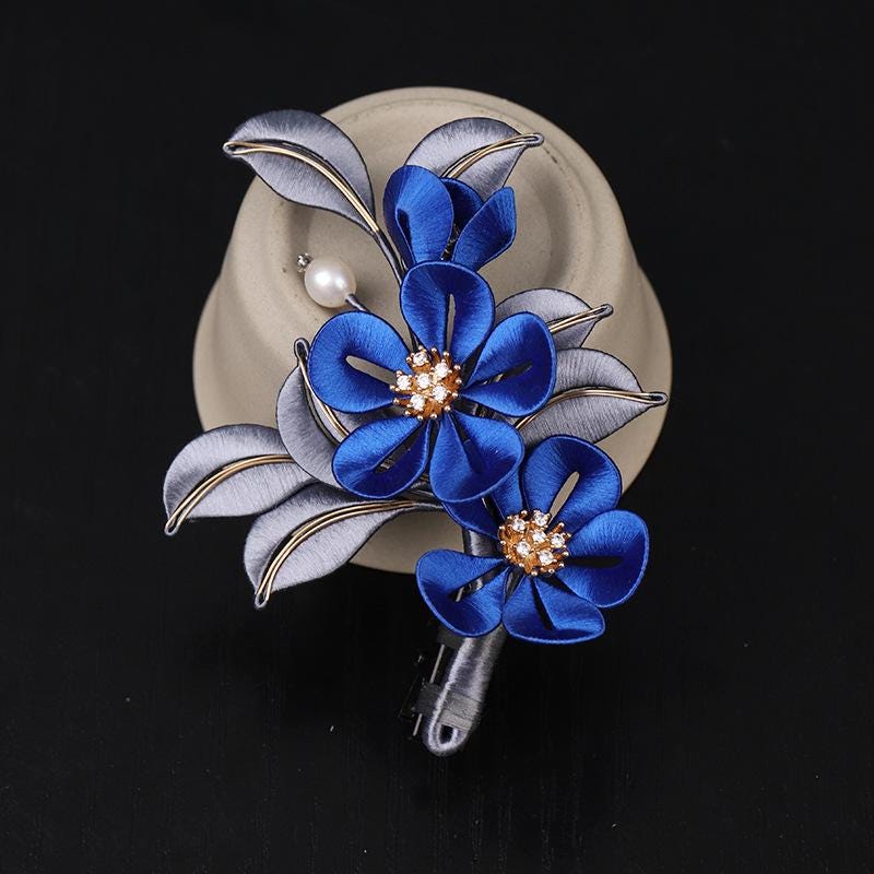 Handmade Silk Flower Hair Clip Pearl Bee Hairpin