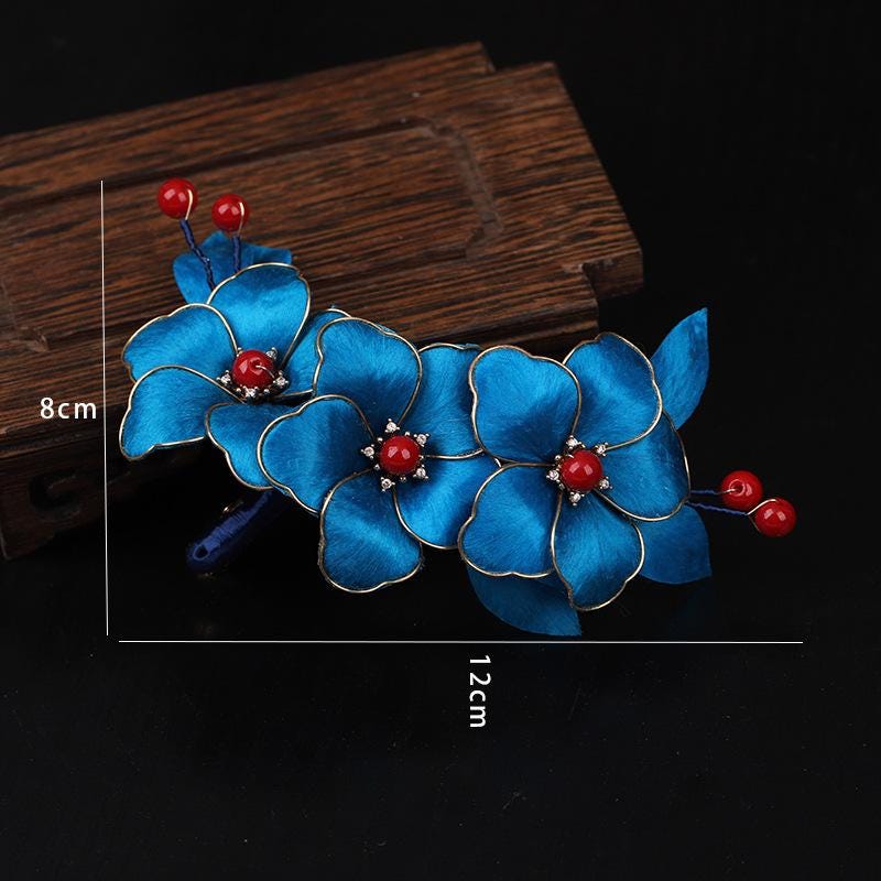 Handmade Silk Flower Hair Clip Traditional Chinese Hair Accessory