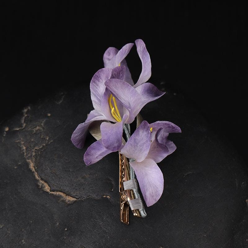 Handmade Silk Flower Hair Clip Traditional Chinese Hair Accessory