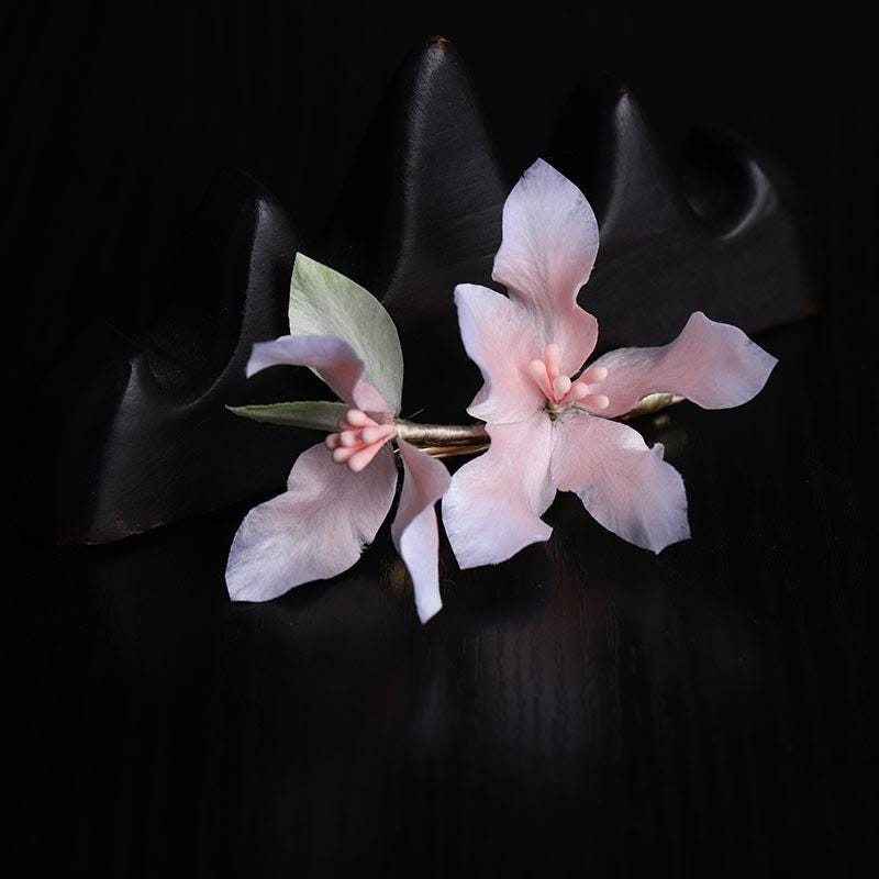 Handmade Silk Flower Hair Clip Traditional Chinese Hair Accessory