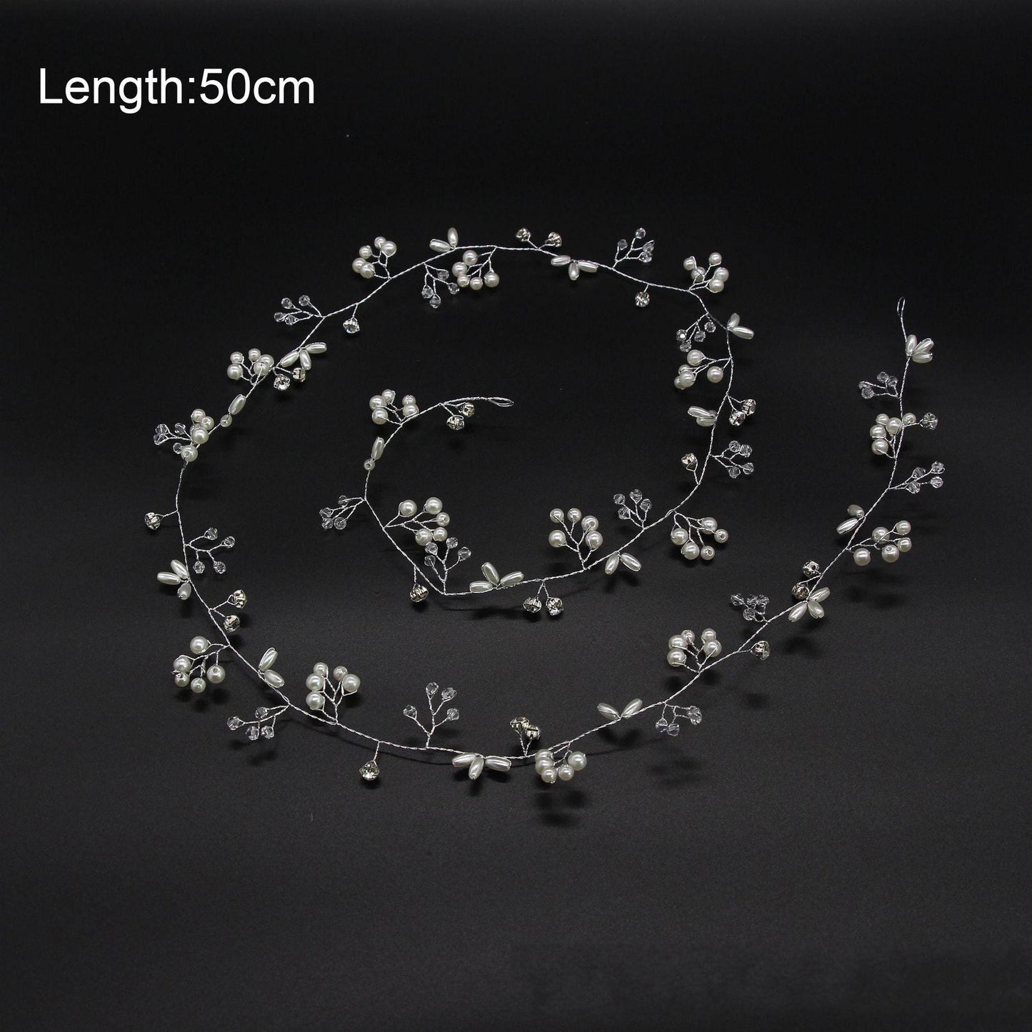Crystal Pearl Bridal Hair Vine Handmade