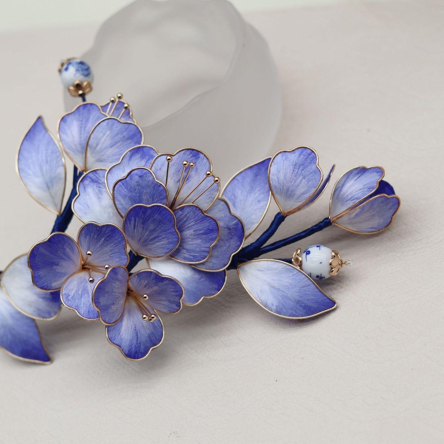Silk Flower Hair Stick Handmade Tassel