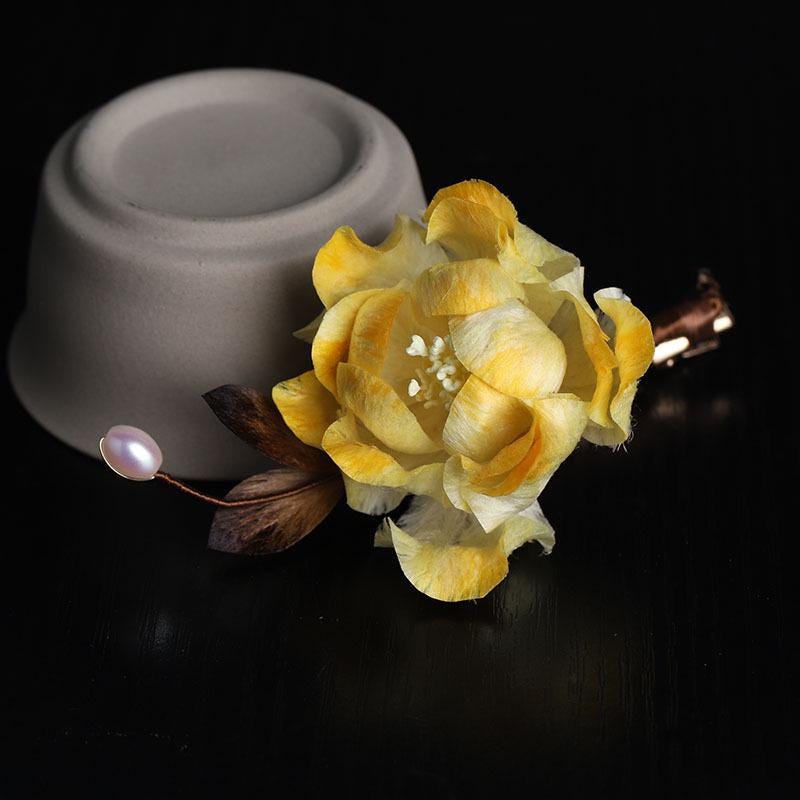 Handmade Silk Flower Hair Clip Pearl Bee Hairpin