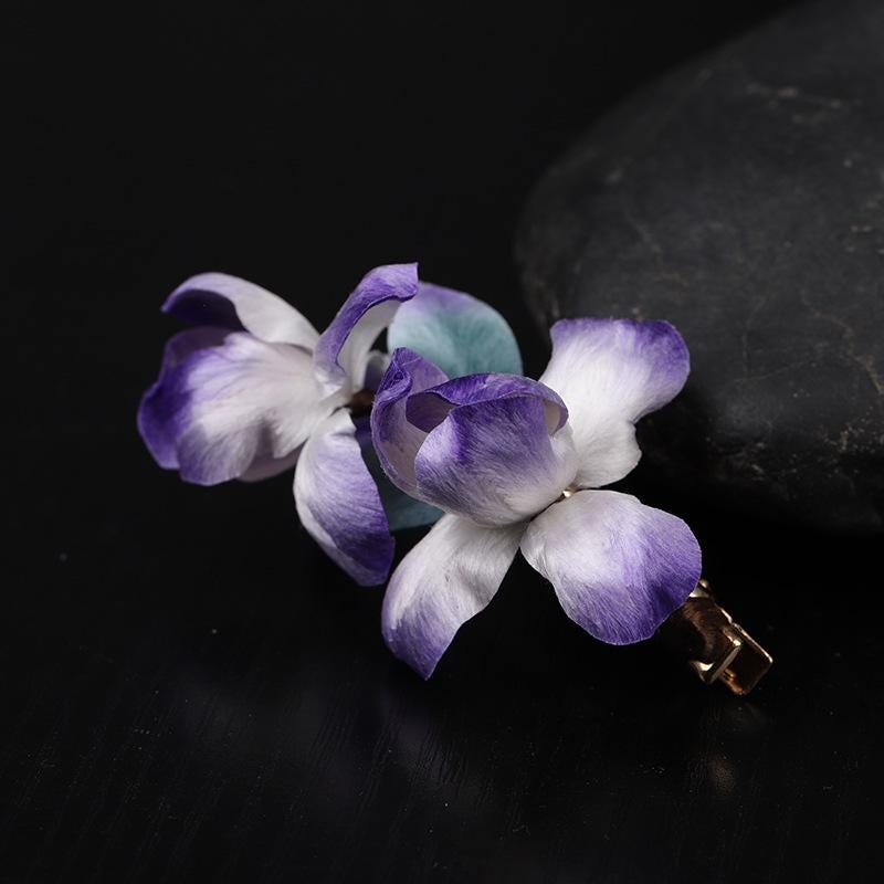 Handmade Silk Flower Hair Clip Traditional Chinese Hair Accessory