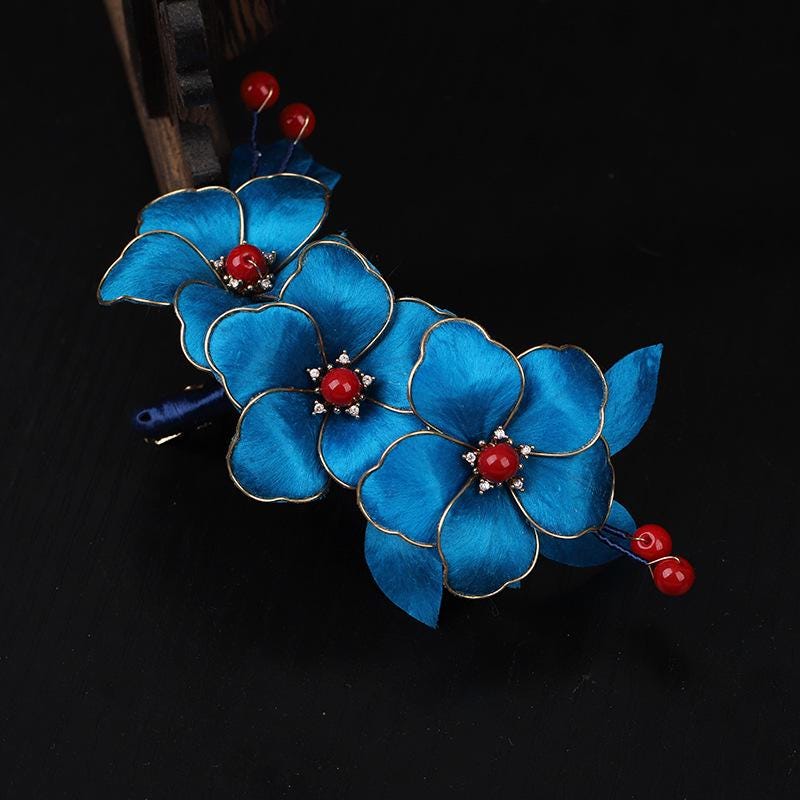 Handmade Silk Flower Hair Clip Traditional Chinese Hair Accessory