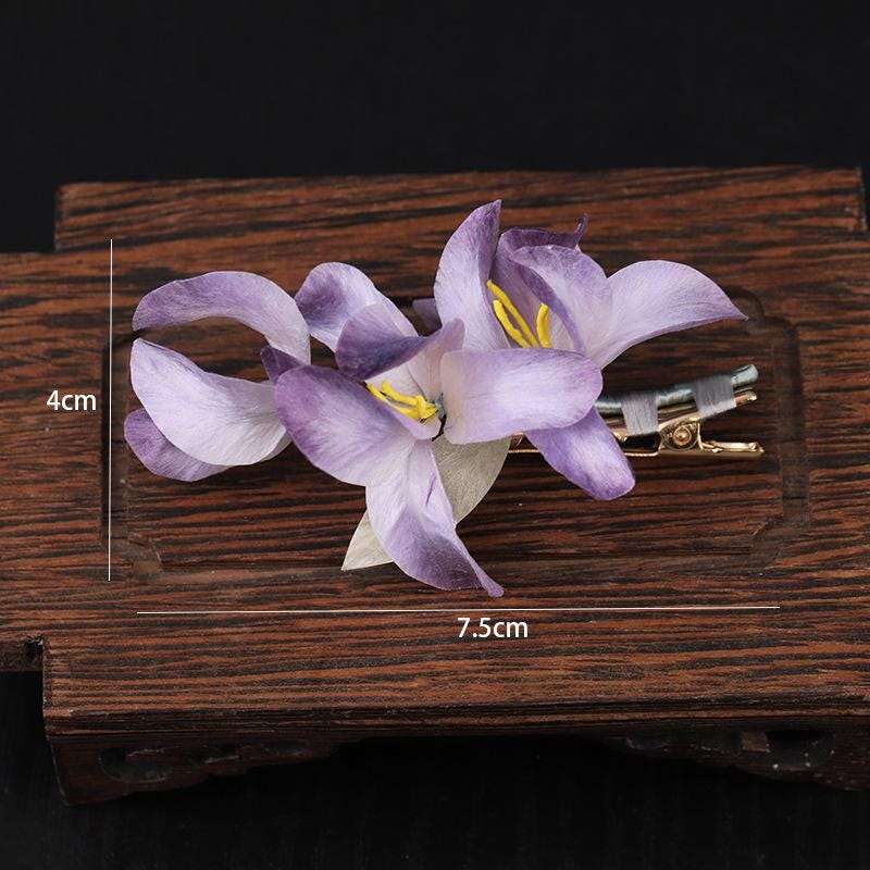Handmade Silk Flower Hair Clip Traditional Chinese Hair Accessory