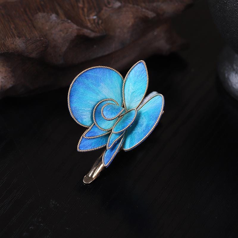 Handmade Silk Flower Hair Clip Traditional Chinese Hair Accessory